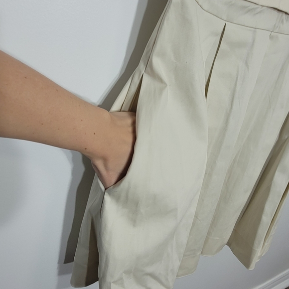 & Others Stories Ivory Cotton Pleated Bottom Pockets Business Zipper Back Sz 40 - Picture 4 of 13